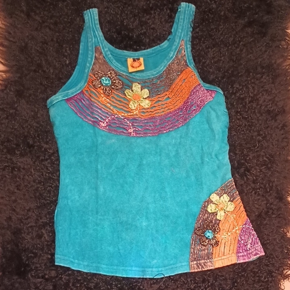 Colorful Embroidered Women's Tank Top